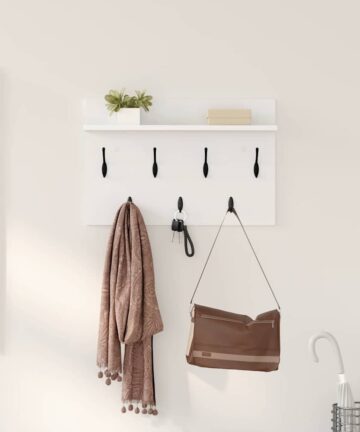 Wandmontierter Kleiderständer mit Regal Wandmontiert mit Speicher Weiß 60 x 40 x 12 cm