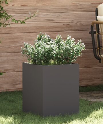Gartenblumentopf Schwarz 32 x 32 x 40 cm Kaltgewalzter Stahl