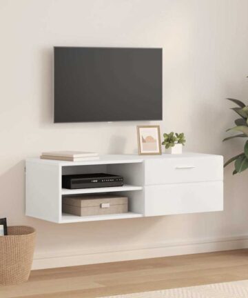 TV-Schränk mit Schubladen Weiß 100.5 x 39 x 30 cm Holzwerkstoff