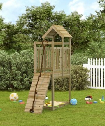 Spielturm mit Kletterwand Imprägniertes Kiefernholz