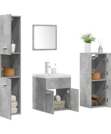 5-tlg. Badmöbel-Set Betongrau Holzwerkstoff