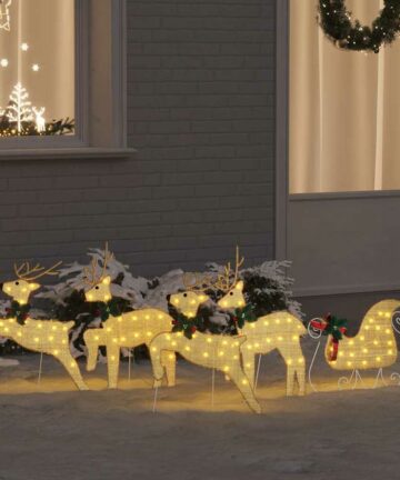 LED Rentiere 5 pcs Gold Stoff