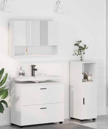 Badezimmermöbel Set 3 pcs Weiß 76,5 x 35 x 64 cm Holzwerkstoff