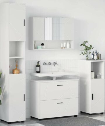 Badezimmermöbel Set 4 pcs Weiß 30 x 35 x 192 cm Holzwerkstoff
