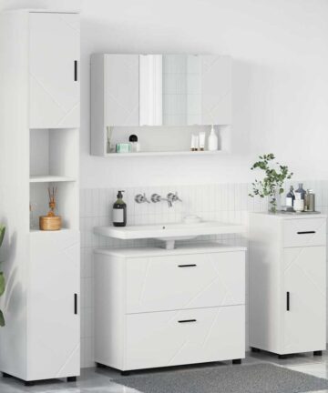 Badezimmermöbel Set 4 pcs Weiß 30 x 35 x 192 cm Holzwerkstoff