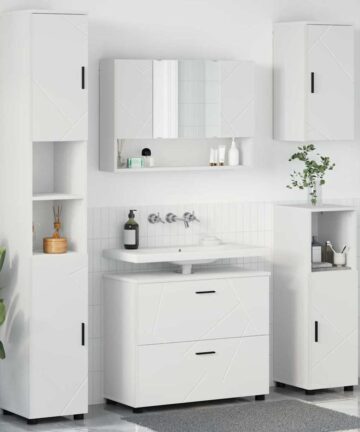 Badezimmermöbel Set 5 pcs Weiß 30 x 35 x 192 cm Holzwerkstoff