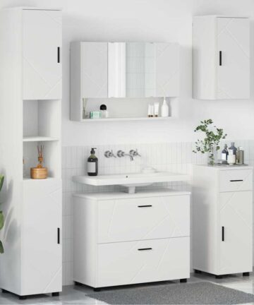 Badezimmermöbel Set 5 pcs Weiß 30 x 35 x 192 cm Holzwerkstoff