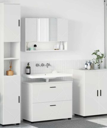 Badezimmermöbel Set 4 pcs Weiß 30 x 35 x 192 cm Holzwerkstoff