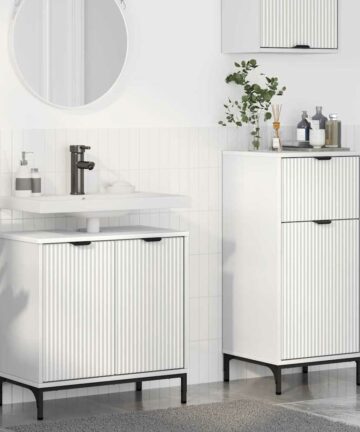 Badezimmermöbel Set 2 pcs Weiß 39,5 x 36 x 88 cm Holzwerkstoff