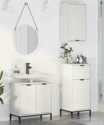 Badezimmermöbel Set 3 pcs Weiß 39,5 x 36 x 88 cm Holzwerkstoff