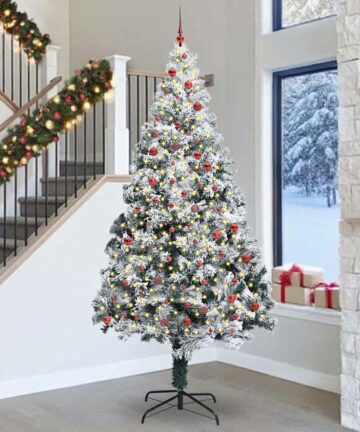 Weihnachtsbaum mit dekorativen Saitenlichtern Weiß 300 cm PVC