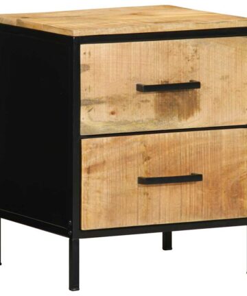Nachttisch Braun und Schwarz 40 x 35 x 50 cm massives Mangoholz