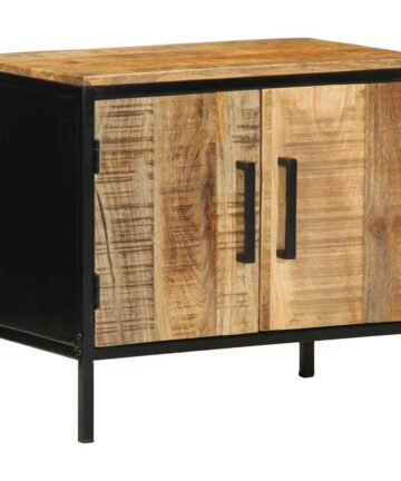 Nachttisch Braun und Schwarz 50 x 30 x 45 cm massives Mangoholz