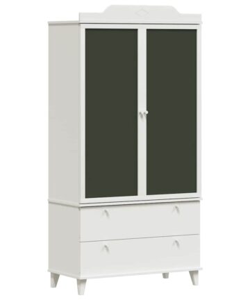 Kreidetafel Kleiderschrank mit Schubladen Weiß Holzwerkstoff