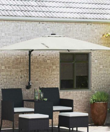 Gartenparasol Beige und Schwarz 248,5 x 247,5 x 160 cm