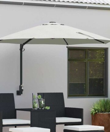 Gartenparasol Beige und Schwarz 248 x 248 x 148 cm