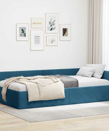 Eckbettgestell Blau 80 x 200 cm Samt und engineered Holz
