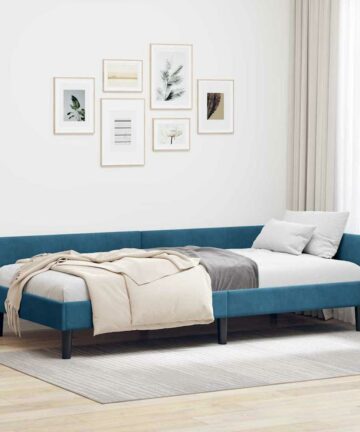 Eckbettgestell Blau 80 x 200 cm Samt und Engineered Holz