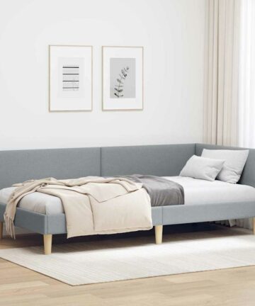 Eckbettgestell Sonstiges mit Kopfteil Hellgrau 80 x 200 cm