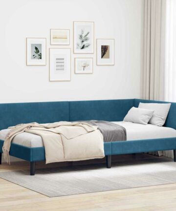 Eckbettgestell Blau 80 x 200 cm Samt und engineered Holz