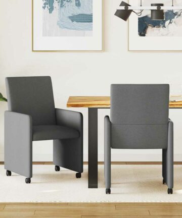 Esszimmerstuhl mit Rad 2 pcs Dunkelgrau 57 x 66 x 94 cm Stoff