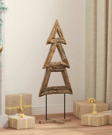 Weihnachtsbaum mit Ständer Braun 90 cm Massivholz Teak