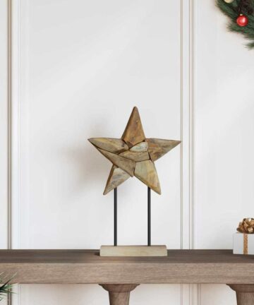 Weihnachtsstern Braun 30 x 5 x 45 cm Massivholz Teak