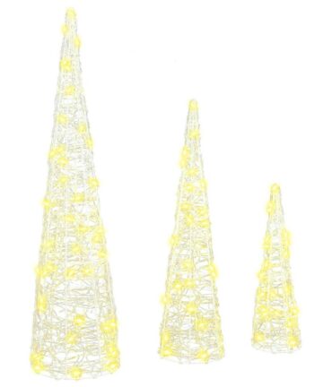 Weihnachtsbaum 3 pcs Warmweiß 40 cm 60 cm 80 cm Acryl