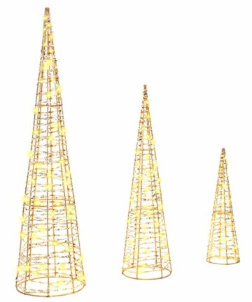 Weihnachtsbaum mit 90 LEDs 3 pcs Warmweiß 40 cm 60 cm 80 cm PET