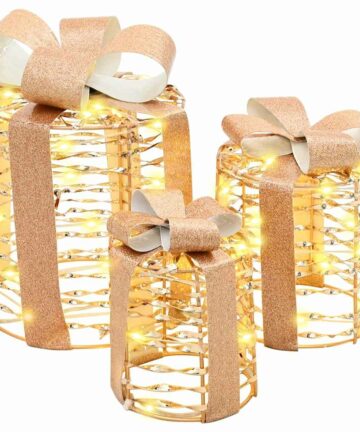 Geschenkbox Dekoration 3 pcs Warmweiß 12 cm 15 cm 20 cm PET