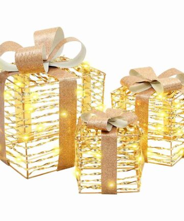 Geschenkbox mit 60 LEDs 3 pcs Warmweiß 20 x 20 x 20 cm PET