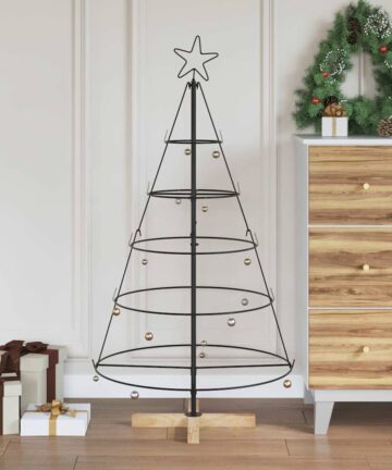 Weihnachts-Tannenzapfenbaum mit Ständer Schwarz 125 cm Stahl