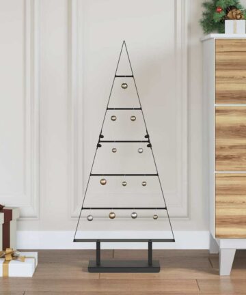 Metall Weihnachtsbaum mit Ständer Schwarz 90 cm Stahl