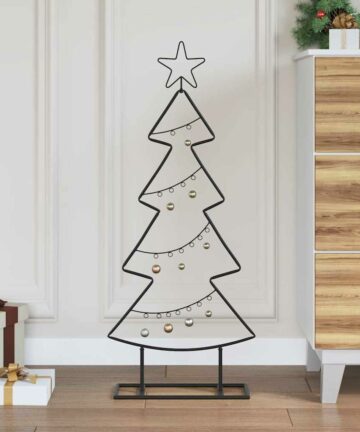 Metall Weihnachtsbaum mit Ständer Schwarz 90 cm Stahl