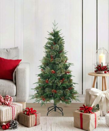 Künstlicher klappbarer Weihnachtsbaum mit Ständer Grün 120 cm