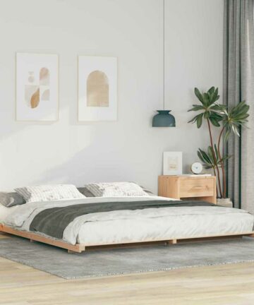 Bodenbettgestell Braun 200 x 200 cm Massivholz Kiefer