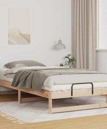 Bettgestell mit Tragegriffen Braun Massivholz Kiefer