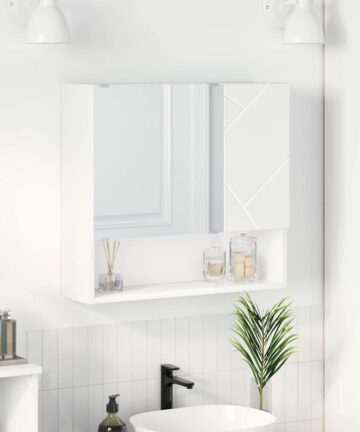 Spiegelschrank mit Regal Weiß 59 x 17 x 55 cm Holzwerkstoff