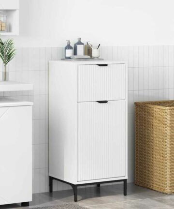 Badezimmer Schrank mit Tür Weiß 39,5 x 36 x 88 cm Holzwerkstoff