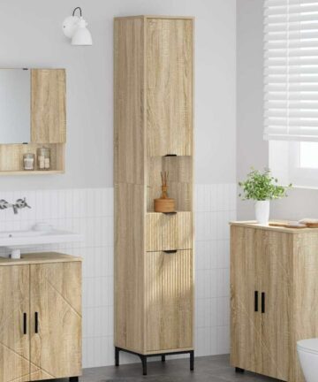 Bad hoher Schrank Sonoma-Eiche 31,5 x 33 x 190 cm Holzwerkstoff
