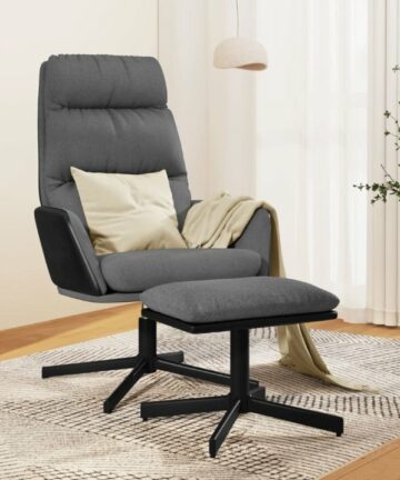 Relaxsessel mit Hocker Hellgrau Stoff