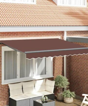 Einziehbare Markise Braun 250 x 200 cm Polyester und Aluminium