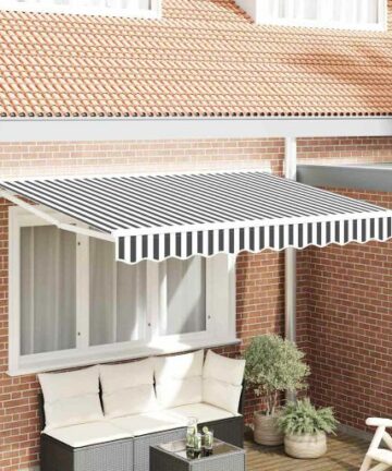Einziehbare Markise Anthrazit und Weiß 250x200 cm Stoff