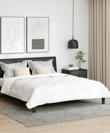 Decke mit Kissen 3 pcs Weiß Mikrofaser und Daunenfedern