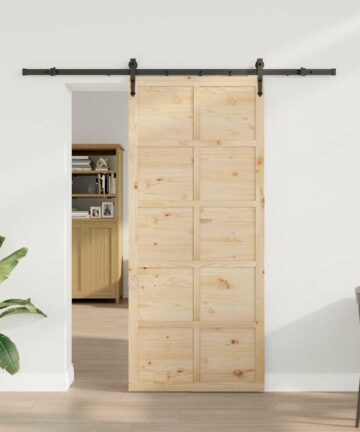 Schiebetür Braun 80 x 208 cm Massivholz Kiefer