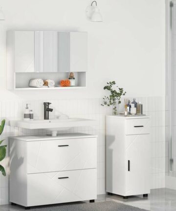 Badezimmermöbel Set 3 pcs Weiß 76,5 x 35 x 64 cm Holzwerkstoff