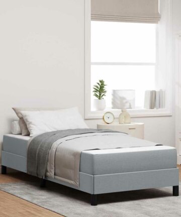 Boxspringbett mit Matratze Hellgrau 80 x 200 cm Stoff