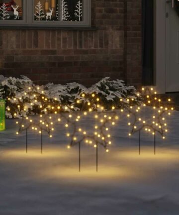 Weihnachtssterne mit Erdspießen 3 Stk. 50 LEDs 29 cm