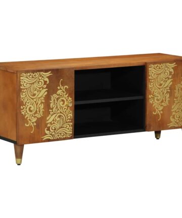 TV-Schränk mit Regal Braun 105 x 33,5 x 46 cm Massivholz Mango