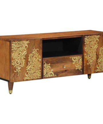 TV-Schränk mit Regal Braun 105 x 33,5 x 46 cm Massivholz Mango